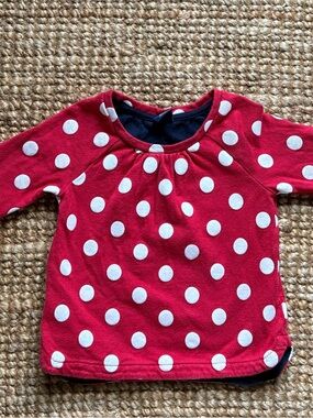 Baby Gap Girls Red with White Polka Dot Long Sleeve Top Size 18-24 months